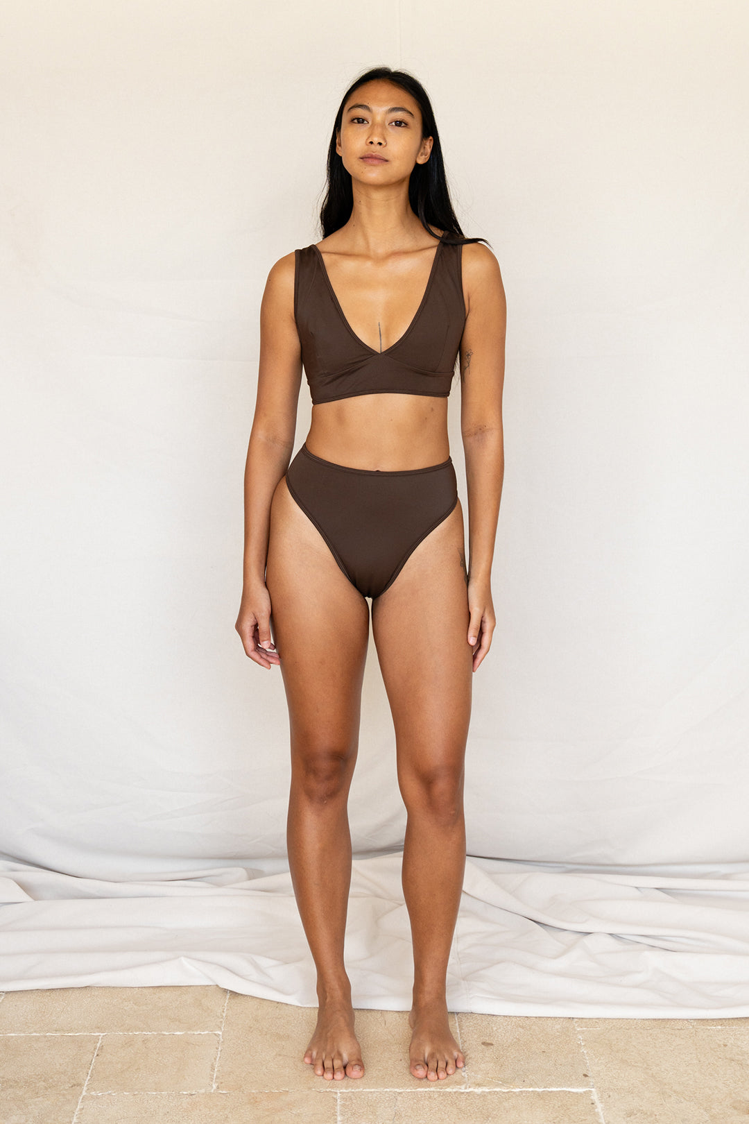 Horizon High-Waisted Bikini Bottom Dark Earth